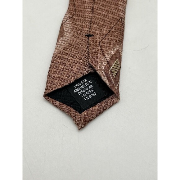 Puritan Tie Terracotta Geometric Diamond Pattern 100% Silk NWT - Picture 5 of 5